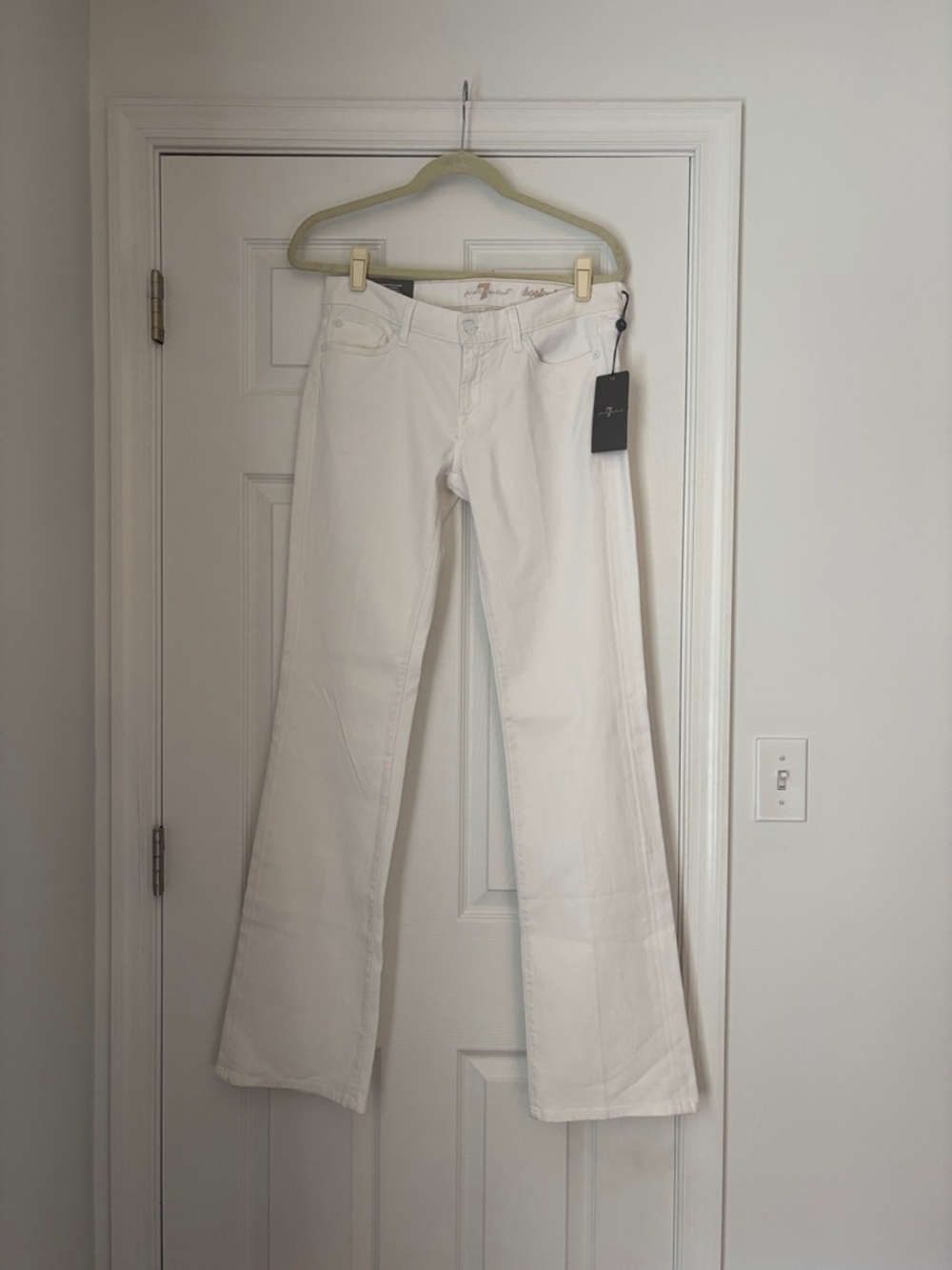 7 For All Mankind White Low Rise Bootcut Vintage Jeans